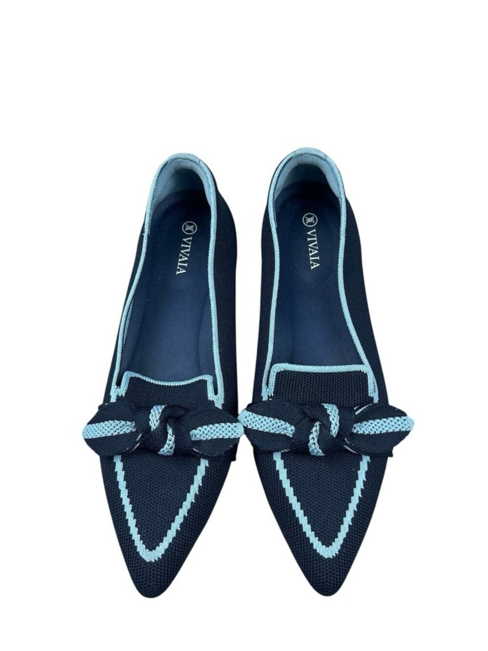 VIVAIA Michelle 2.0 Pointed Toe Bow Knit Flat Navy Blue EU 40.5 US 9.5